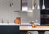 Hexley Dove Hexagon Tile wall in kitchen