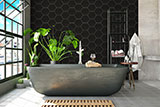Hexley Graphite Hexagon Tile wall in bathroom
