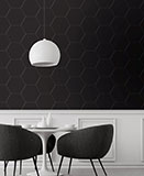 Hexley Graphite Hexagon Tile wall in dining room