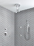 Ice Bevel Subway Tile 2X6 wall in bathroom