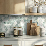 	Icelandic Green 2” Hexagon Mosaic Tile flooring