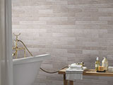 Brickstone Red Brick 2X18 wall in bathroom