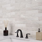 Brickstone Ivory 2x10 Brick Tile accent walls in bathroom