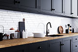 Metro White 2x8 Glossy backsplash in kitchen