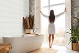 Metro White 2x8 Glossy wall in bathroom
