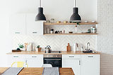 Metro White 2x8 Glossy backsplash in kitchen