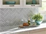 Morning Fog Subway Tile 3x6 backsplash in kitchen