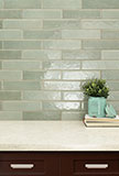 Renzo Jade Ceramic Tile 3x12 wall in living room