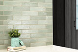 Renzo Jade Ceramic Tile 3x12 wall in living room