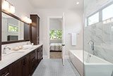 Retro Brick Bianco White Tile flooring in bathroom