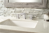 Silver Canvas Interlocking Tile backsplash in bathroom