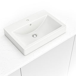 Overmount White Rectangle Porcelain 2417 overmount vanity sink