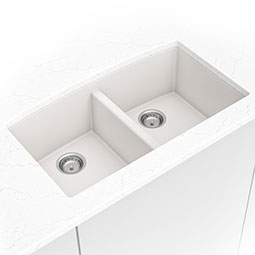 White Quartz Double Bowl 50/50-3219 kitchen sink