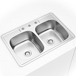 Double Bowl 50/50 - 3322 stainless steel Overmount kitchen sink