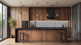 Hiphop Ceniza Fluted Tile wall in kitchen
