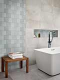 Renzo Sky Ceramic Tile 5x5 wall in bathroom