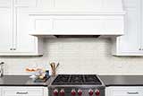 Brickstone White 2x10 Brick Tile backsplash in kitchen