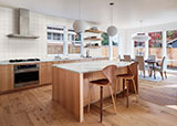 White Matte 1x6 Stack Pattern wall in kitchen