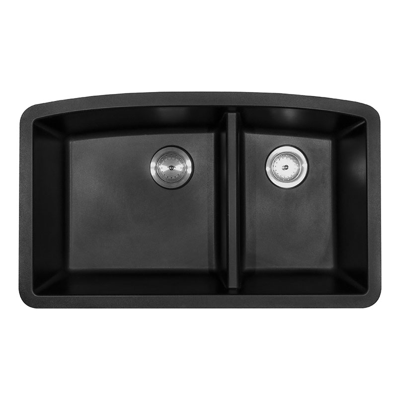 Black Quartz Double Bowl 60/40 321 Kitchen Sinks Detail