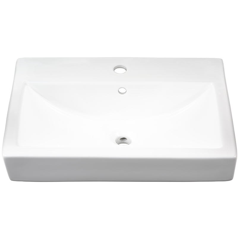 Overmount White Rectangle Porcelain 2417 overmount vanity sink Front