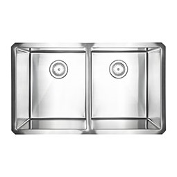 Double Bowl Handcrafted 50/50-3219 double bowl undermount stainless steel kitchen sink