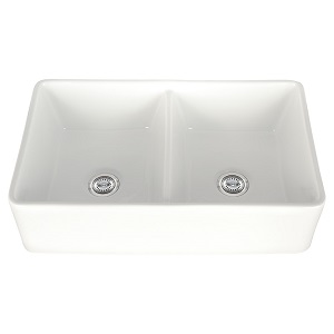 Image link to Fireclay Farmhouse White Double Bowl Kitchen Sinks product page