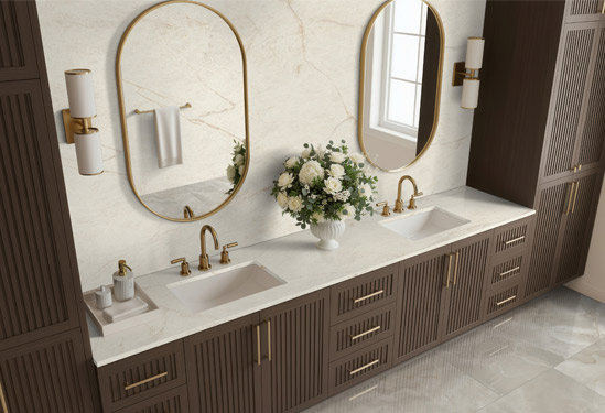 Athena Gold Backsplash Tile in kitchen