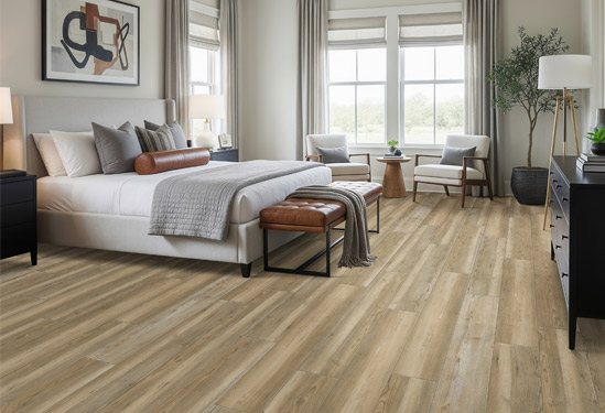 BrickStaks<sup>®</sup> Reclaimed Clay Brick Tile in bedroom