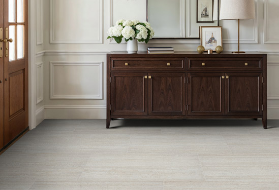 Quartz Slab Backsplash Tile in kitchen