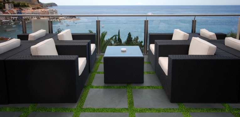 Installed Pavers Artificial Grass Rooftop